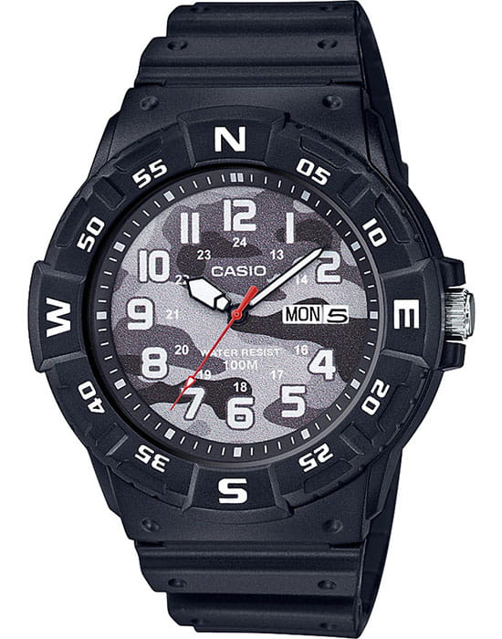 Casio Casio Collection MRW-220HCM-1BVEF  MRW-220HCM-1BVEF кварцевые мужские часы серый циферблат, браслет пластик — вид спереди