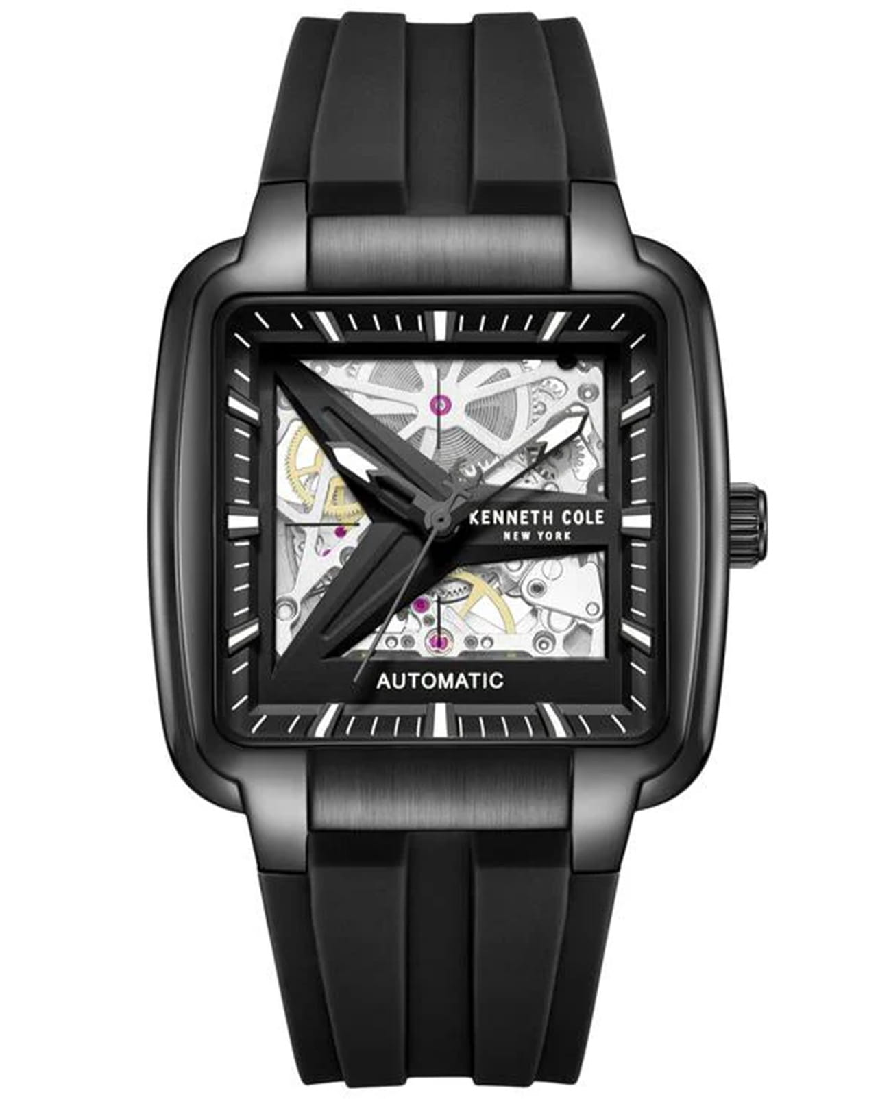 Kenneth Cole Kenneth Cole Automatic KCWGZ0089304  KCWGZ0089304 механические мужские часы черный циферблат, браслет силикон — вид спереди