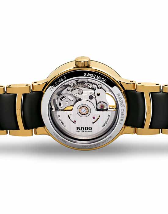 Rado Rado Centrix Automatic Diamonds Open Heart  R30246712, centrix швейцария женские часы на браслете сталь + pvd + керамика боковой вид