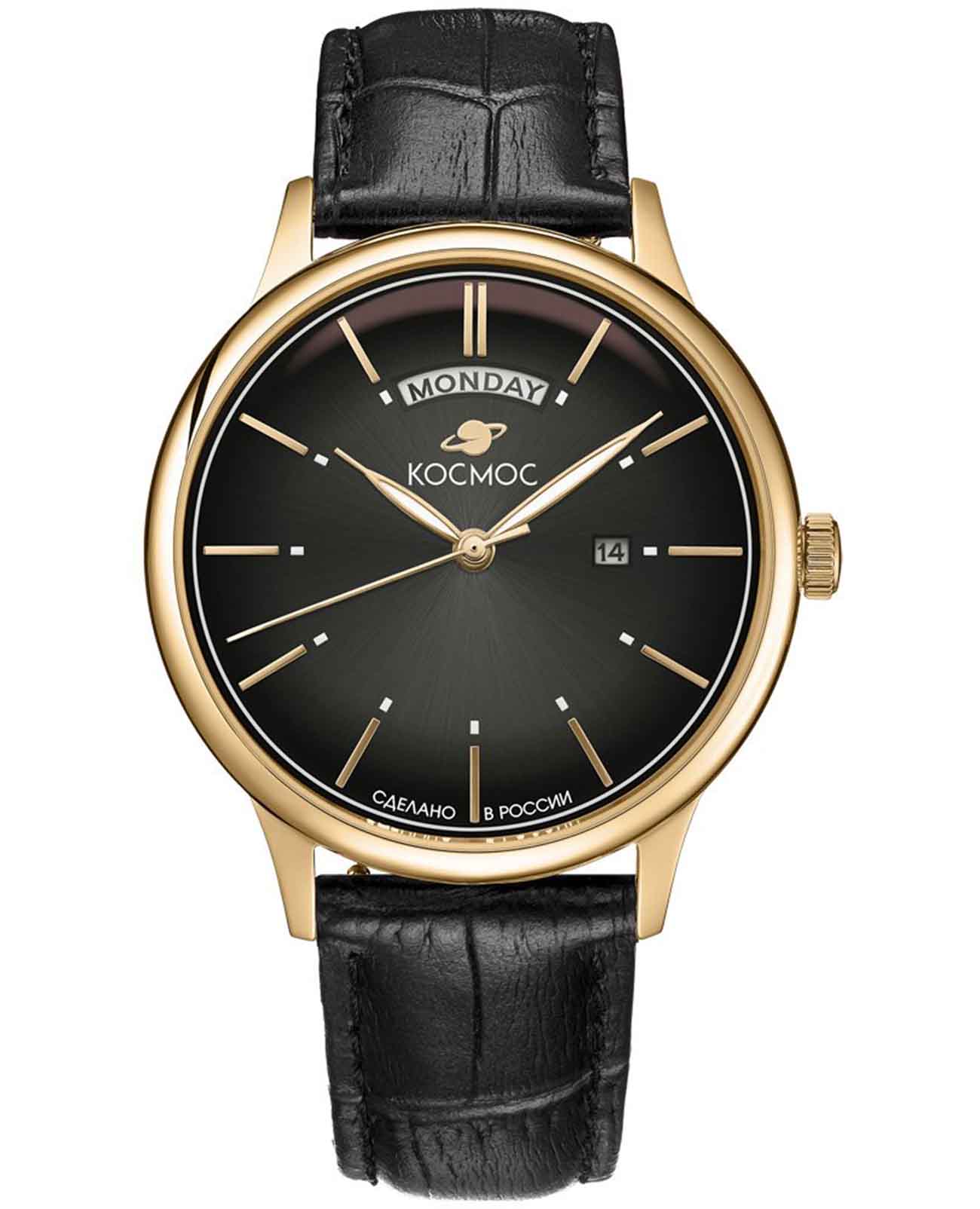 Космос Космос Орион K 011.21.31  K 011.21.31 кварцевые мужские часы черный циферблат, браслет кожаный — вид спереди