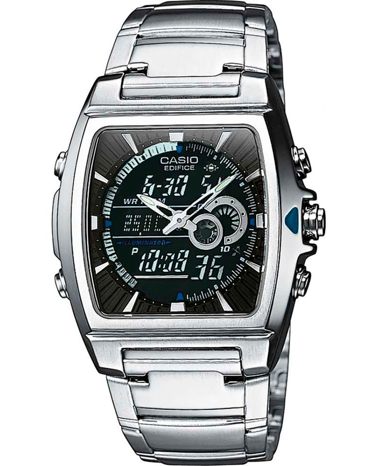 Casio Casio Edifice EFA-120D-1A  EFA-120D-1A кварцевые мужские часы черный циферблат, браслет нержавеющая сталь — вид спереди