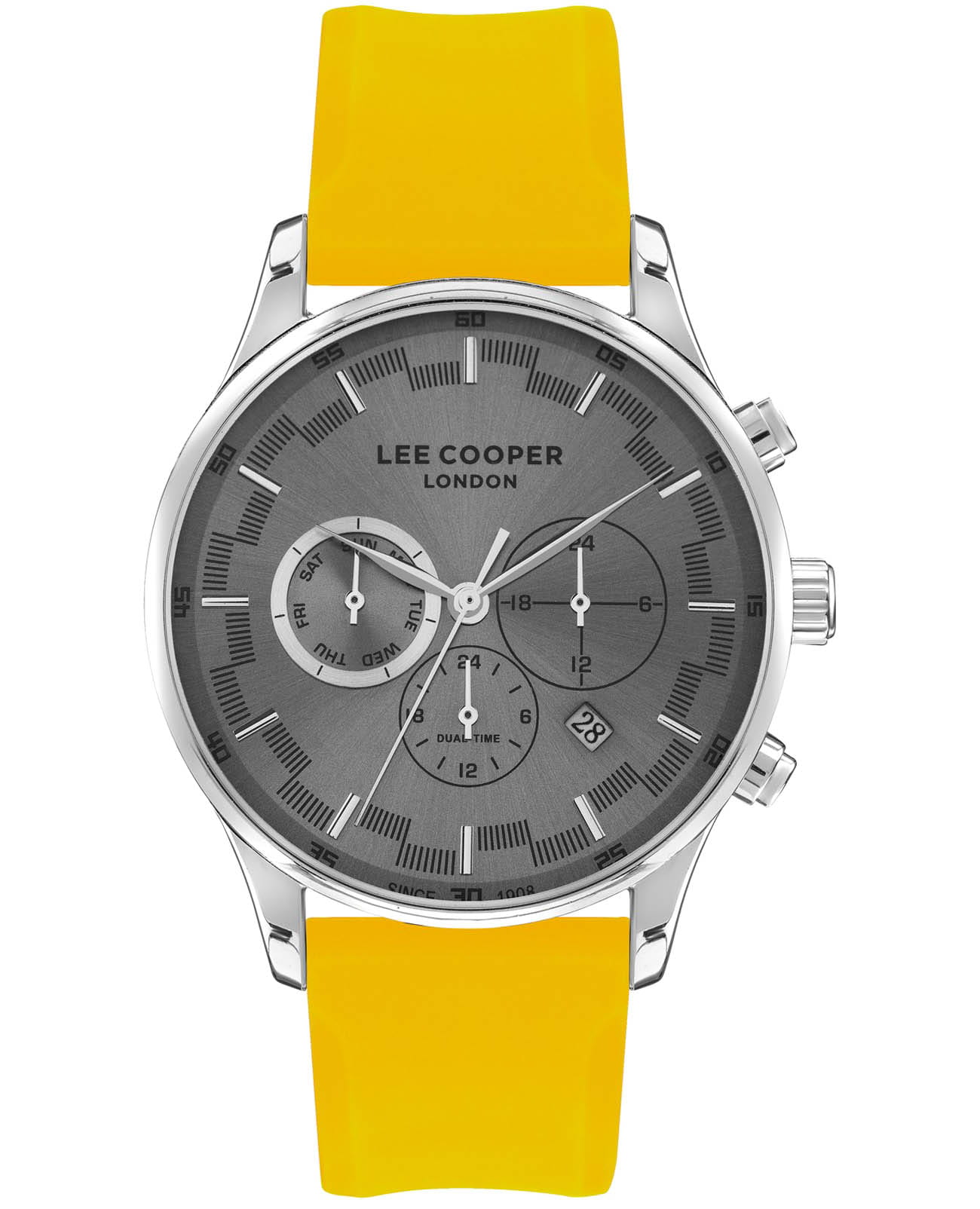 Lee Cooper Lee Cooper LC07520.367  LC07520.367 кварцевые мужские часы серый циферблат, браслет каучук — вид спереди