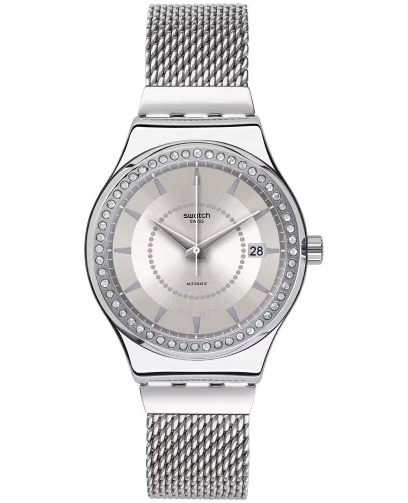 Swatch Swatch Irony Sistem51 YIS406GA  YIS406GA механические женские часы серебристый циферблат, браслет нержавеющая сталь — вид спереди