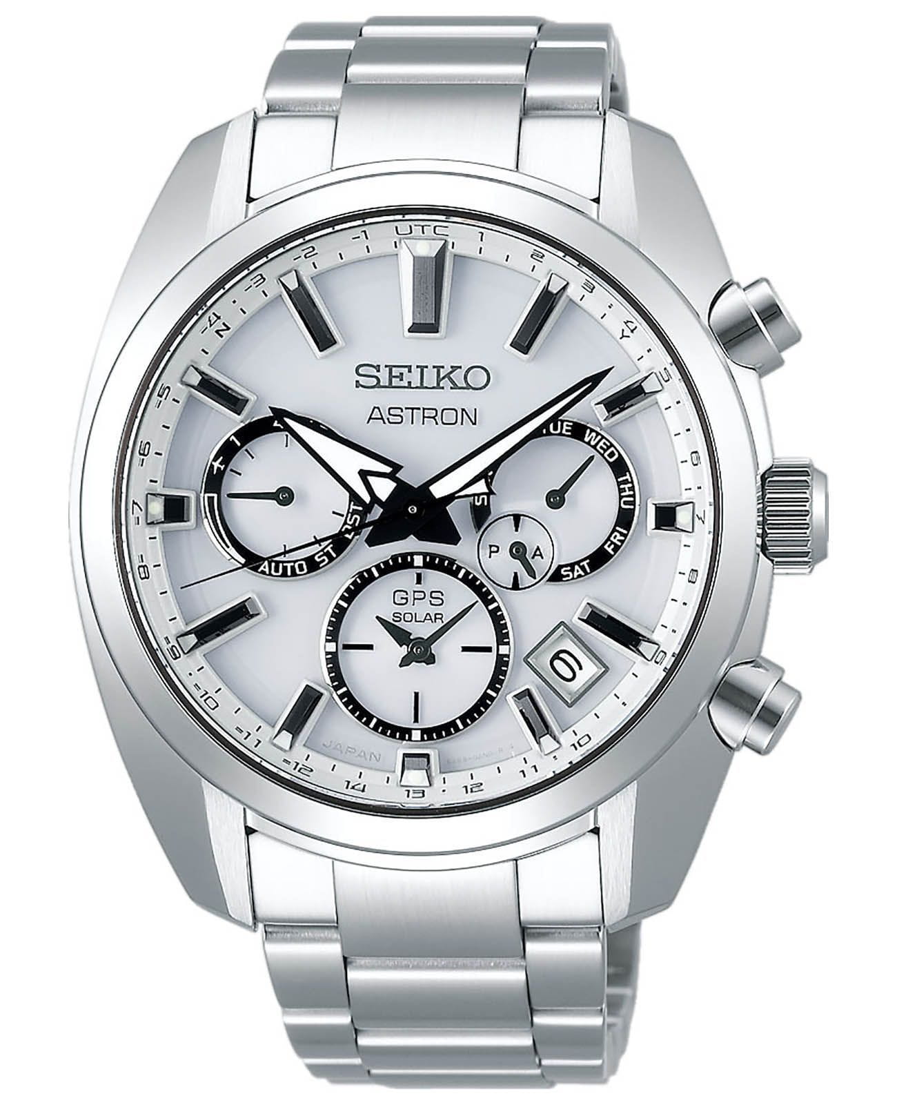 Seiko Seiko Astron GPS Solar SSH047J1  SSH047J1 кварцевые мужские часы белый циферблат, браслет нержавеющая сталь — вид спереди
