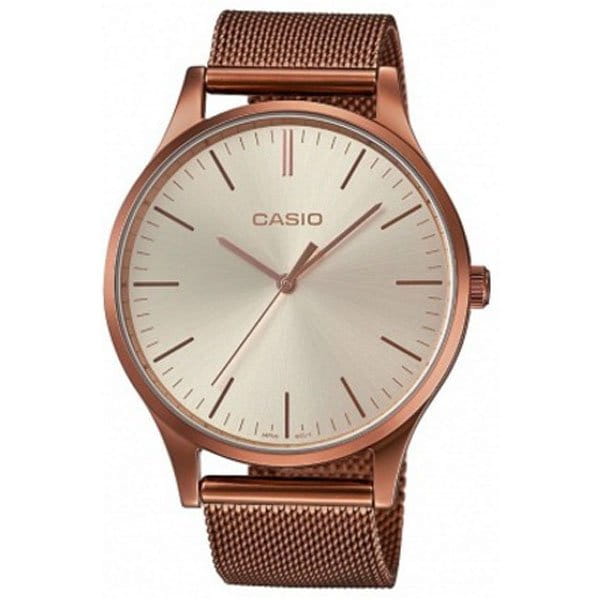 Casio Casio LTP-E140R-9A  LTP-E140R-9A кварцевые женские часы  циферблат, браслет 18-каратное желтое золото — вид спереди