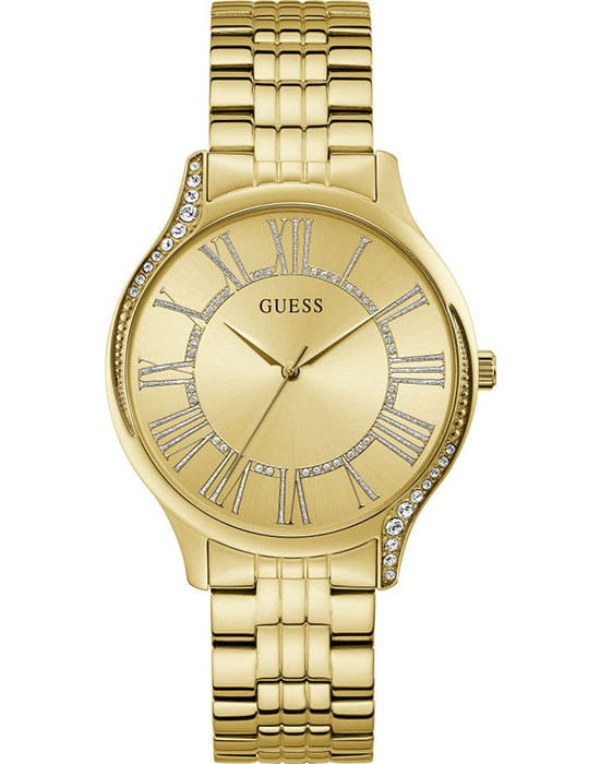 Guess GUESS GW0024L2  GW0024L2 кварцевые женские часы золотой циферблат, браслет сталь с ip покрытием — вид спереди