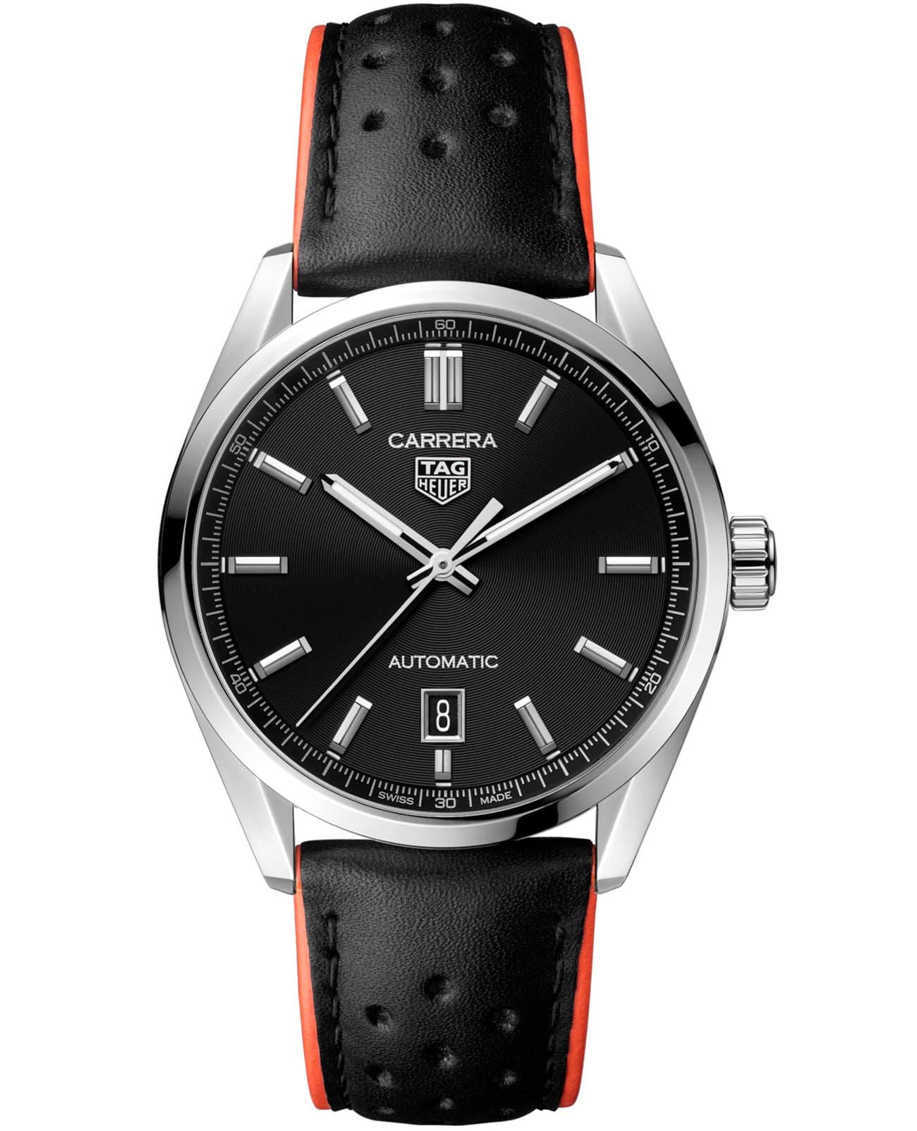 TAG Heuer TAG Heuer Carrera Date WBN2110.FC6623  WBN2110.FC6623 механические мужские часы черный циферблат, браслет кожаный — вид спереди