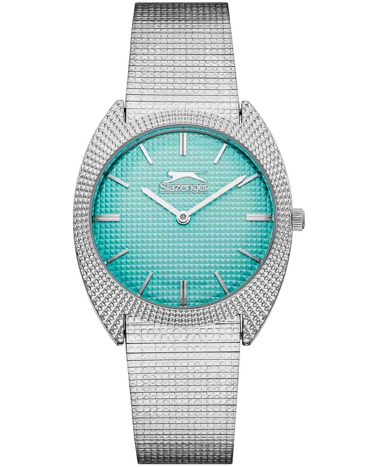 Slazenger Slazenger SL.09.2261.3.04  SL.09.2261.3.04 кварцевые женские часы бирюзовый циферблат, браслет суперметалл — вид спереди