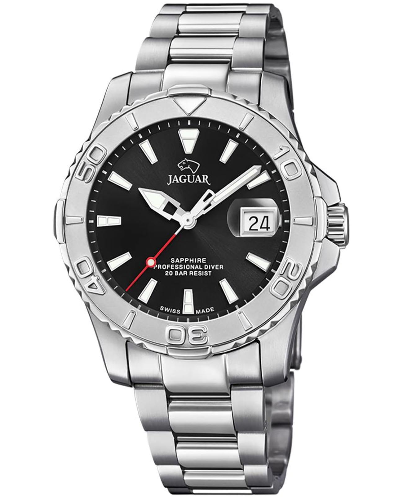 Jaguar Jaguar Couple Diver J969/4  J969/4 кварцевые мужские часы черный циферблат, браслет нержавеющая сталь — вид спереди