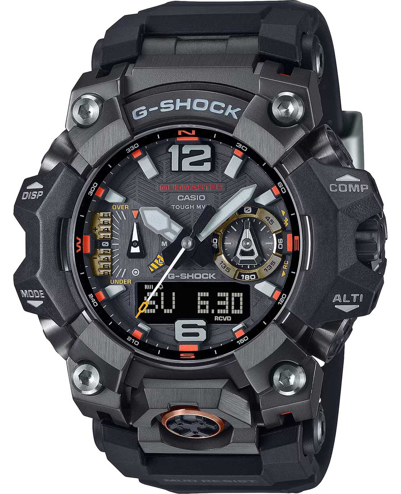 Casio Casio G-Shock GWG-B1000EC-1A Mudmaster GWG-B1000EC-1A электронные мужские часы черный циферблат, браслет пластик — вид спереди