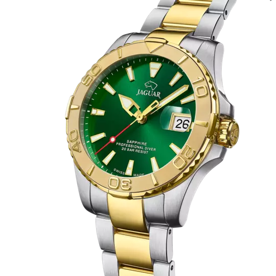 Jaguar Jaguar Couple Diver J970/1,  швейцария мужские часы на браслете нержавеющая сталь с pvd-покрытием боковой вид