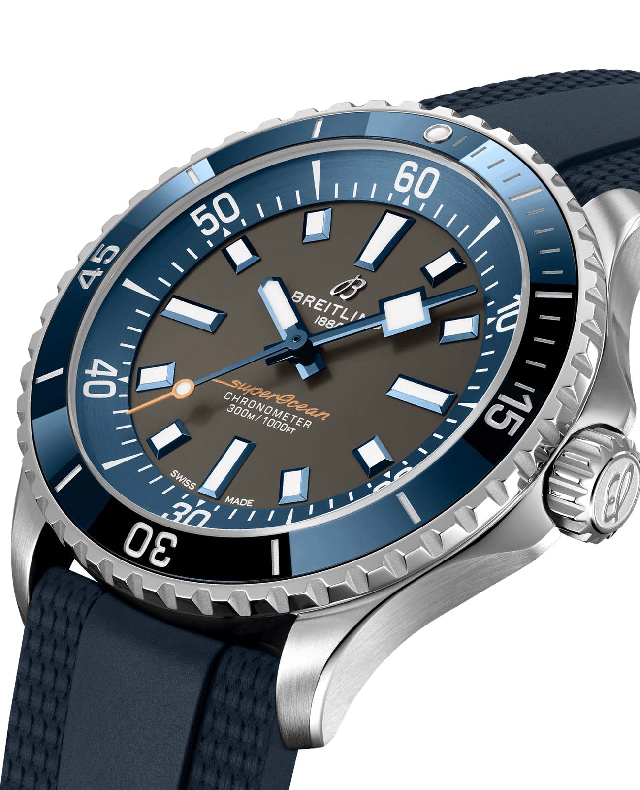 Breitling Breitling Superocean Automatic 42 A173753A1B1S1, superocean швейцария мужские часы на браслете резина боковой вид