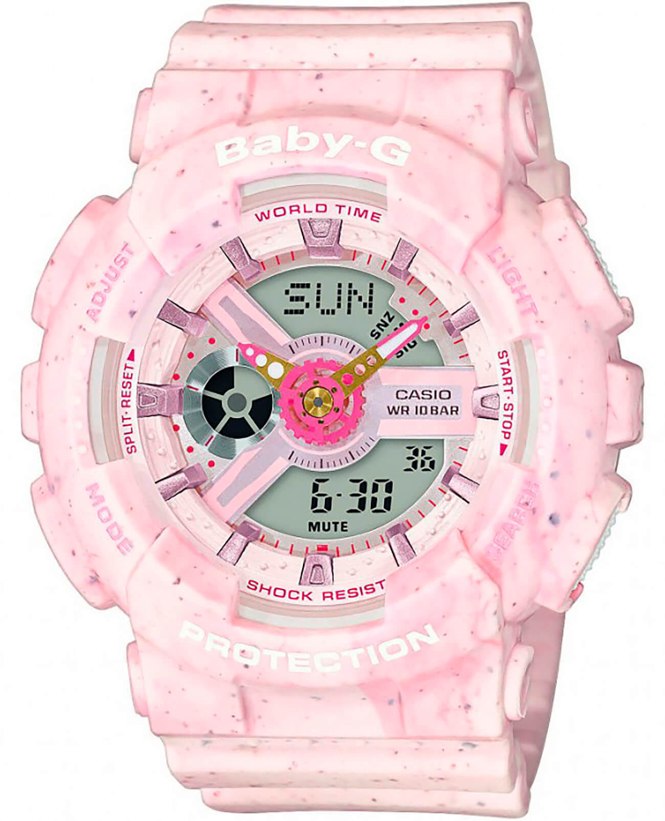 Casio Casio Baby-G BA-110PI-4A  BA-110PI-4A кварцевые женские часы розовый циферблат, браслет пластик — вид спереди