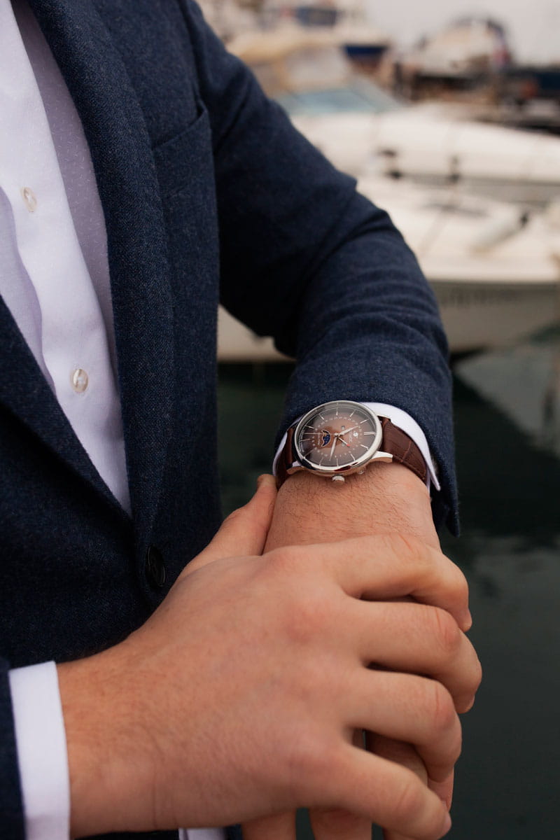 Космос Космос Сатурн K 067.12.32,  россия мужские часы на браслете кожаный боковой вид