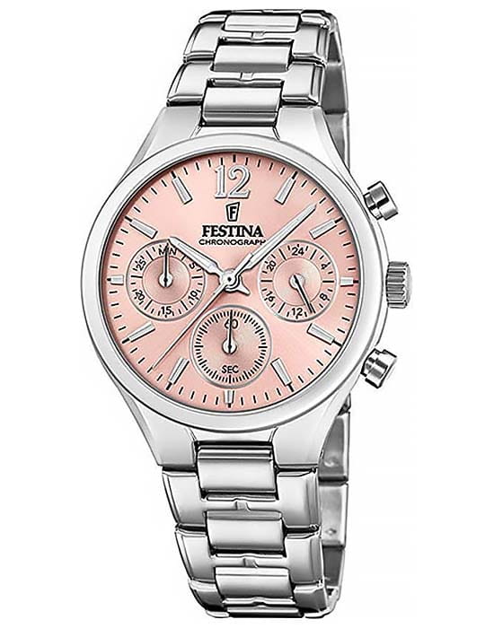 Festina Festina Boyfriend F20391/2  F20391/2 кварцевые женские часы розовый циферблат, браслет нержавеющая сталь — вид спереди