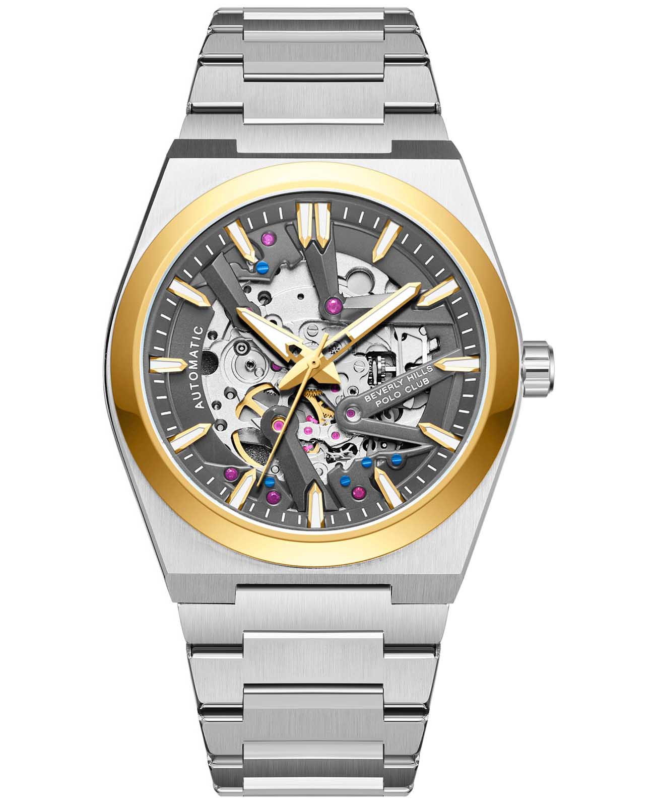 Beverly Hills Polo Club Beverly Hills Polo Club BP3731X.260  BP3731X.260 механические мужские часы серый циферблат, браслет нержавеющая сталь — вид спереди