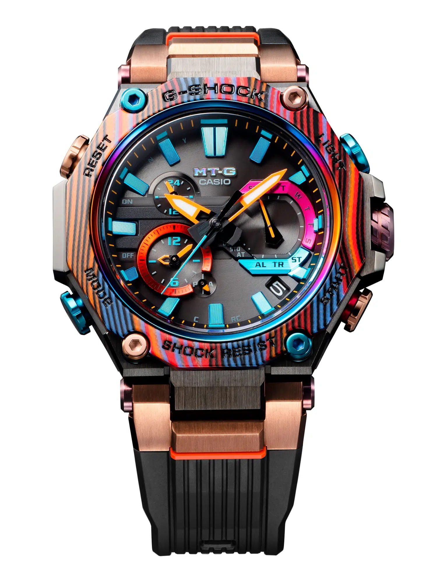 Casio Casio G-Shock Premium MTG-B2000XMG-1A Rainbow Mountain электронные мужские часы часы крупный план  циферблата