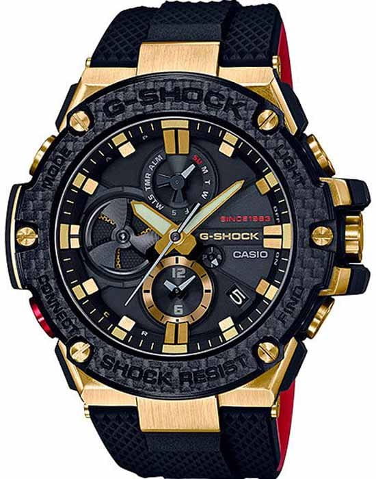 Casio Casio G-Shock GST-B100TFB-1A  GST-B100TFB-1A электронные мужские часы черный циферблат, браслет силикон — вид спереди