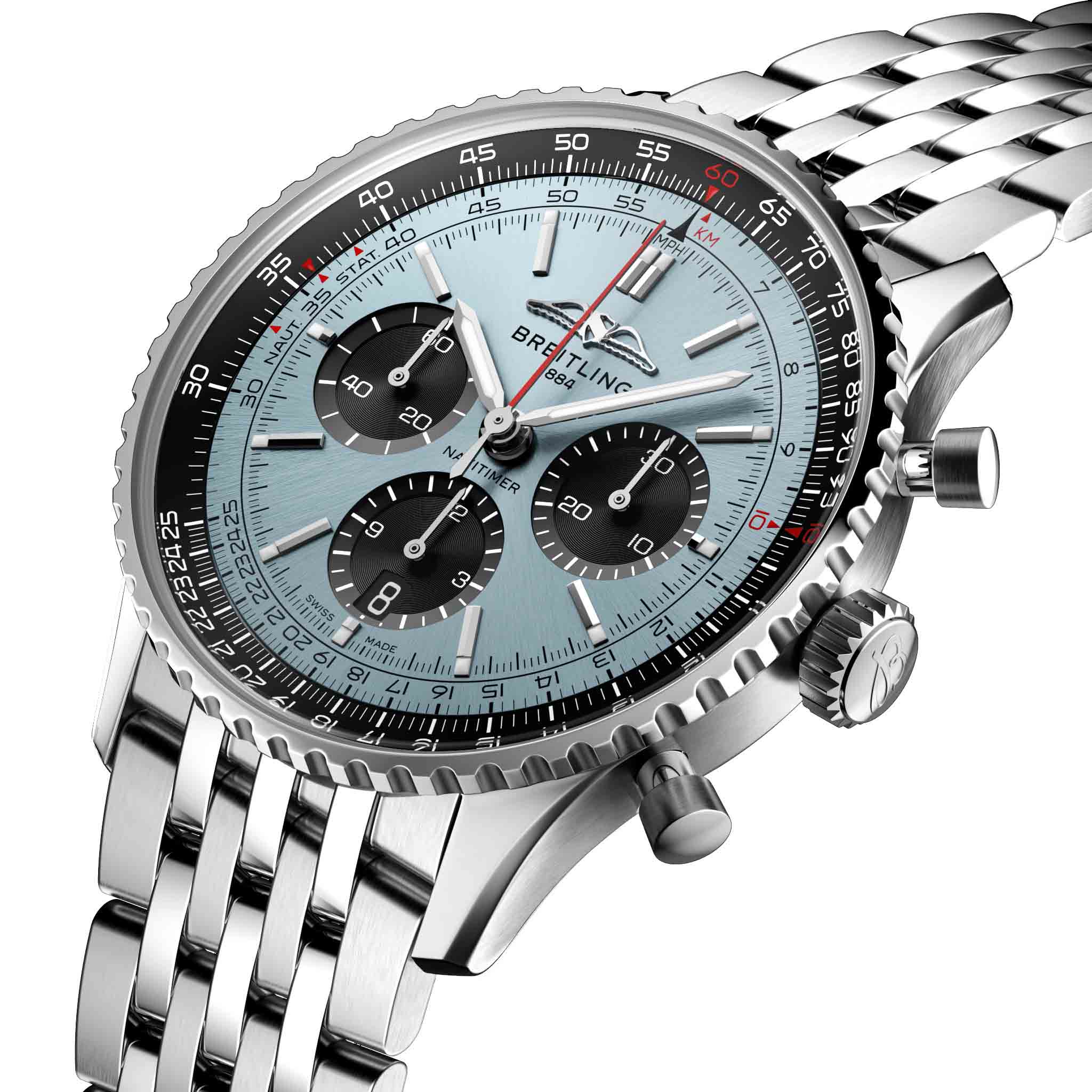 Breitling Breitling Navitimer B01 Chronograph 43 AB0138241C1A1 механические мужские часы часы крупный план голубой циферблата