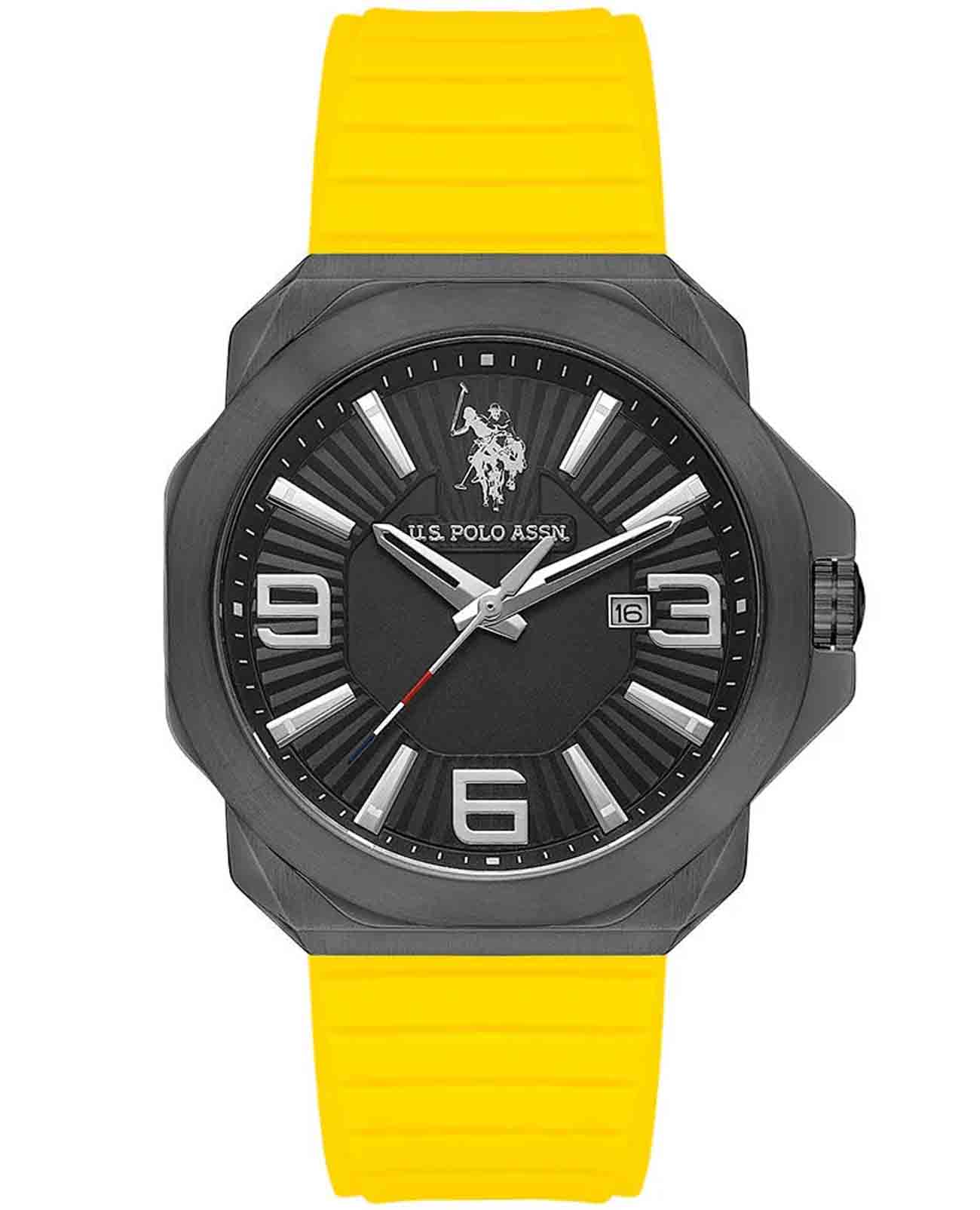 U.S. Polo Assn. U.S. Polo Assn. USPA1065-01  USPA1065-01 кварцевые мужские часы черный циферблат, браслет силикон — вид спереди