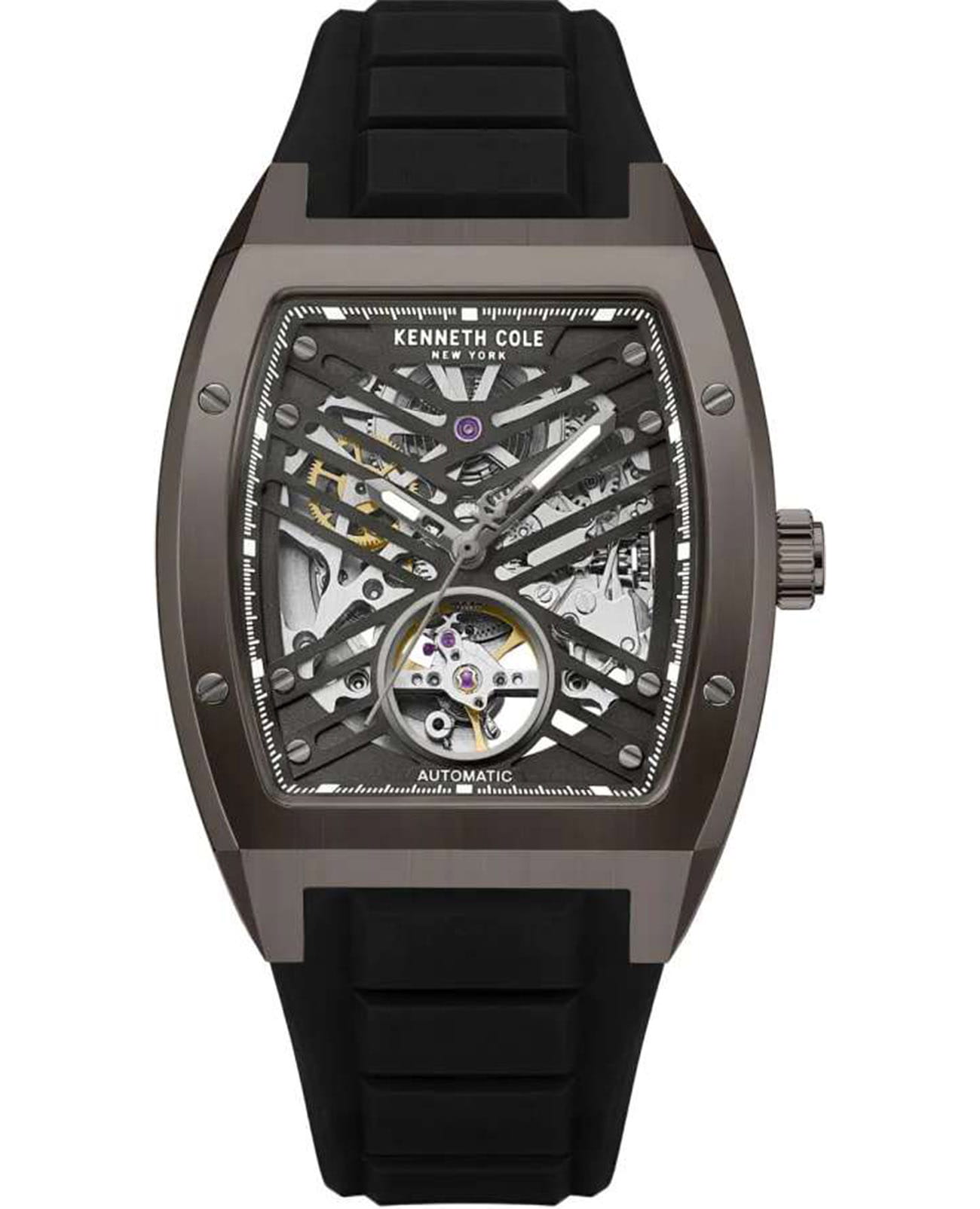 Kenneth Cole Kenneth Cole Automatic KCWGZ0077302  KCWGZ0077302 механические мужские часы черный циферблат, браслет силикон — вид спереди