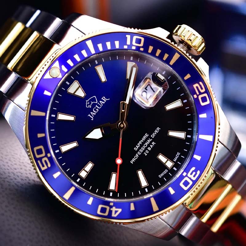 Jaguar Jaguar Executive Diver J863/3,  швейцария мужские часы на браслете нержавеющая сталь с pvd-покрытием боковой вид