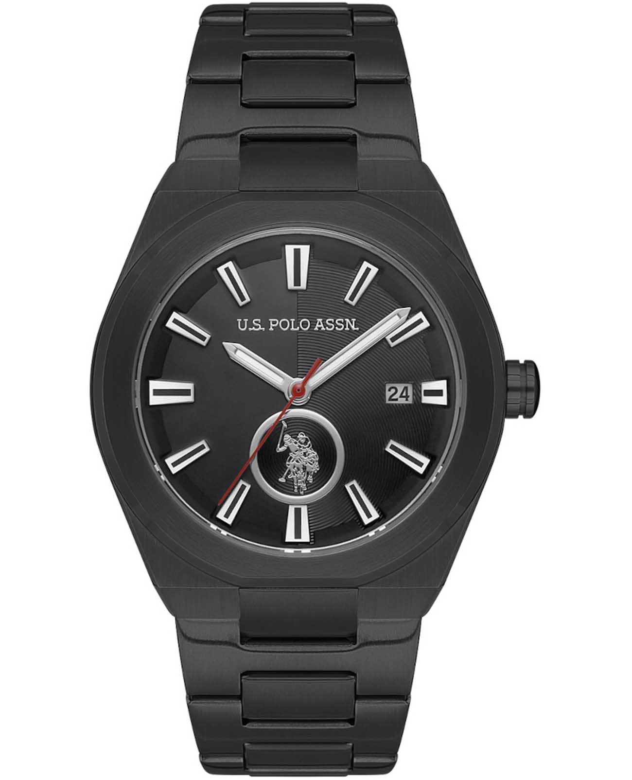 U.S. Polo Assn. U.S. Polo Assn. Fundamental USPA1062-03  USPA1062-03 кварцевые мужские часы черный циферблат, браслет нержавеющая сталь с ip-покрытием — вид спереди