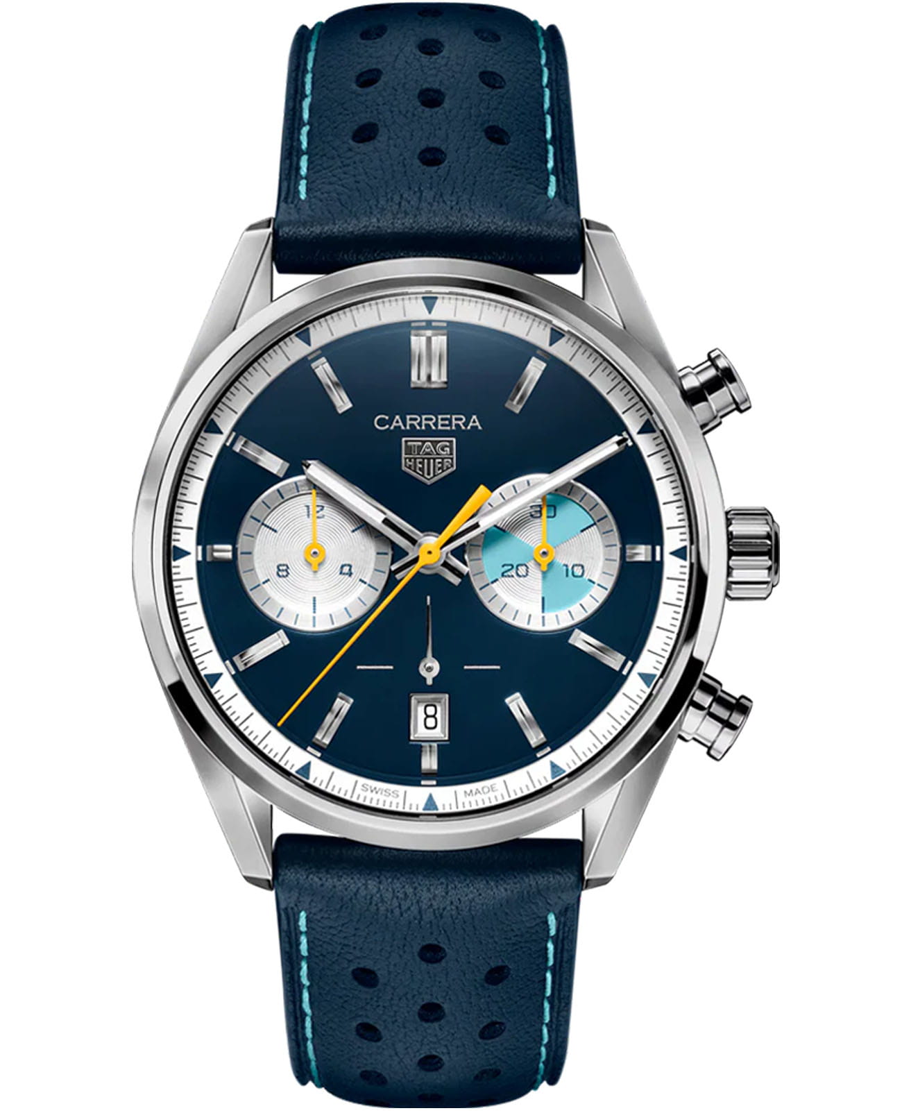 TAG Heuer TAG Heuer Carrera Chronograph CBN201N.FC6620  CBN201N.FC6620 механические мужские часы синий циферблат, браслет кожаный — вид спереди