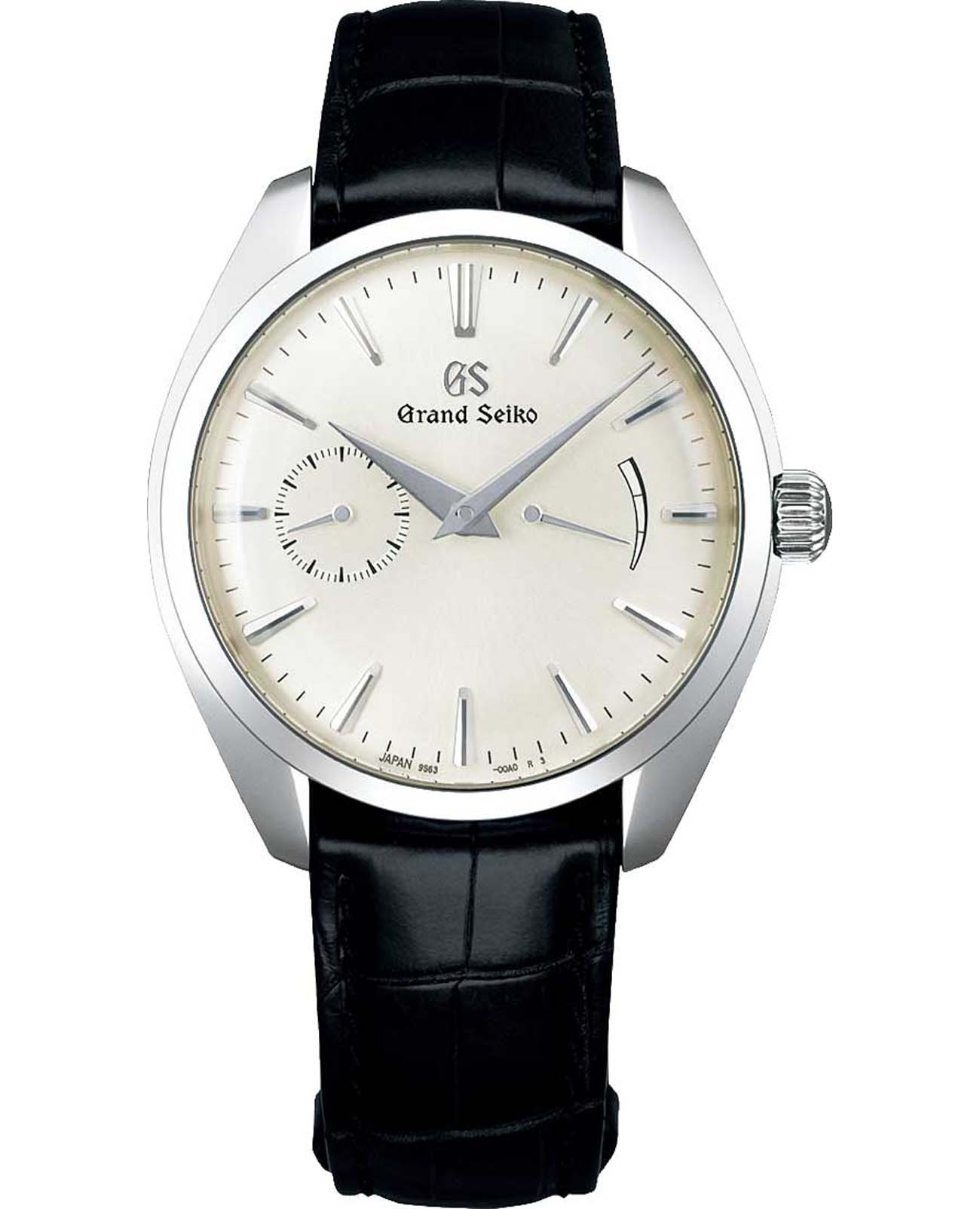 Seiko Seiko Grand Seiko SBGK007G  SBGK007G механические мужские часы белый циферблат, браслет кожаный — вид спереди