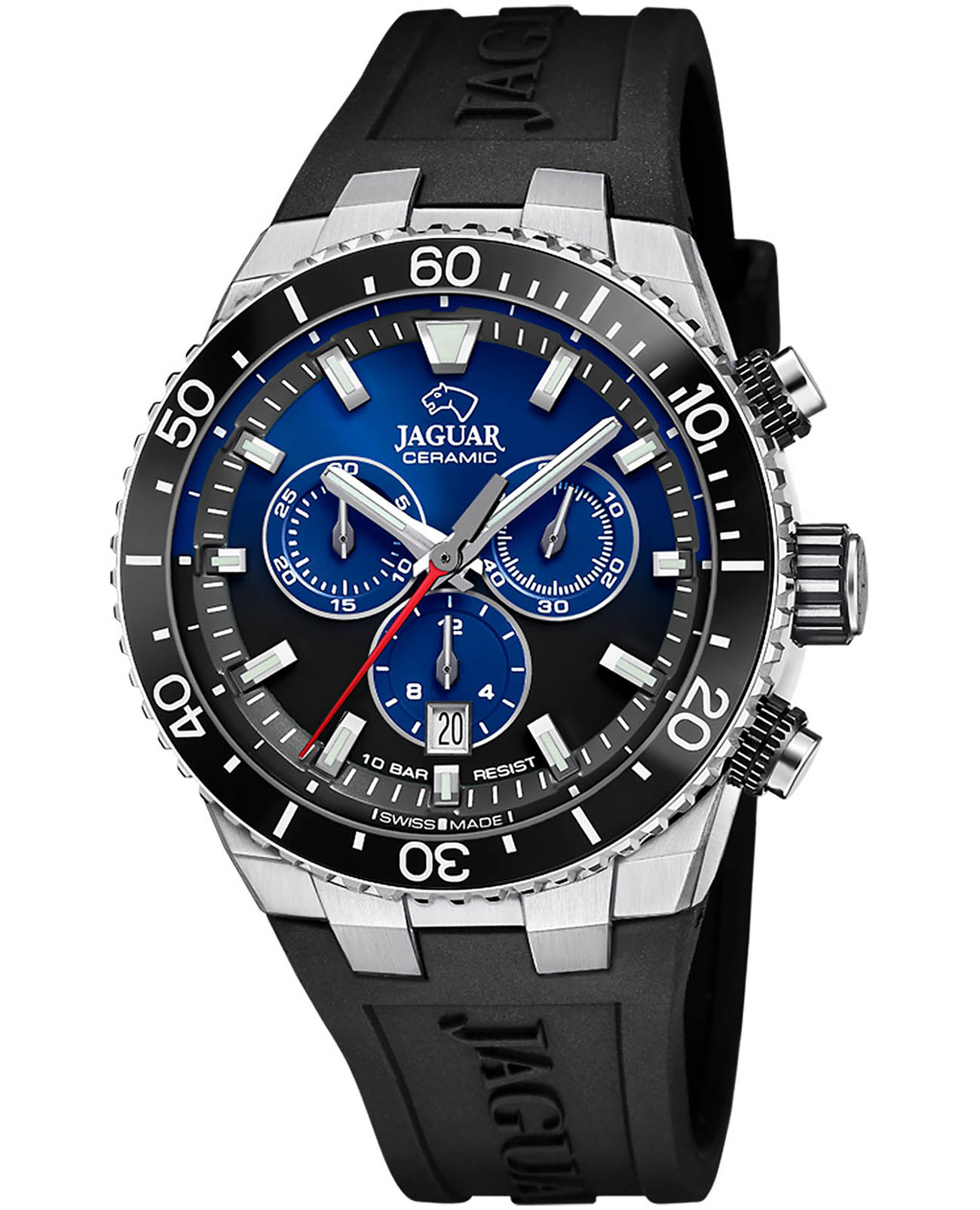 Jaguar Jaguar Ceramic J1021/6  J1021/6 кварцевые мужские часы  циферблат, браслет каучук — вид спереди