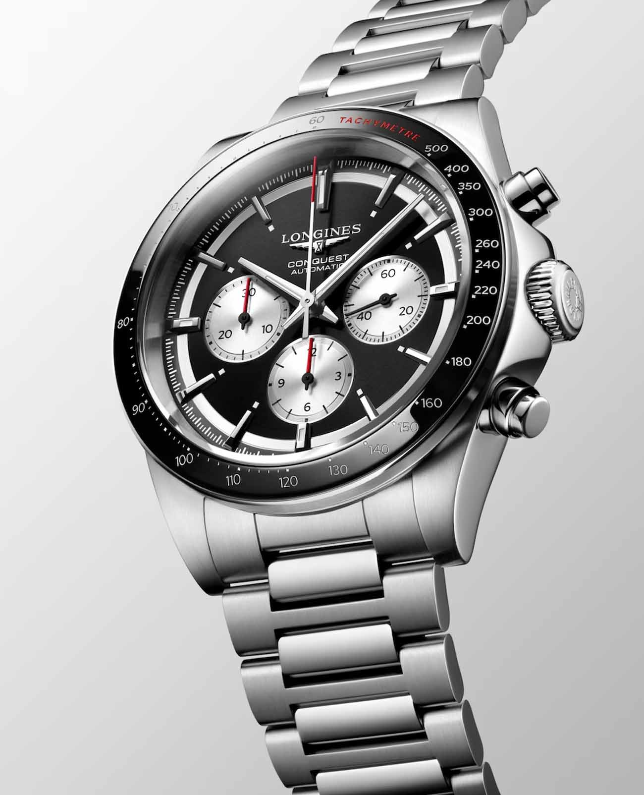 Longines Longines Conquest L3.835.4.52.6, hydroconquest швейцария мужские часы на браслете нержавеющая сталь боковой вид