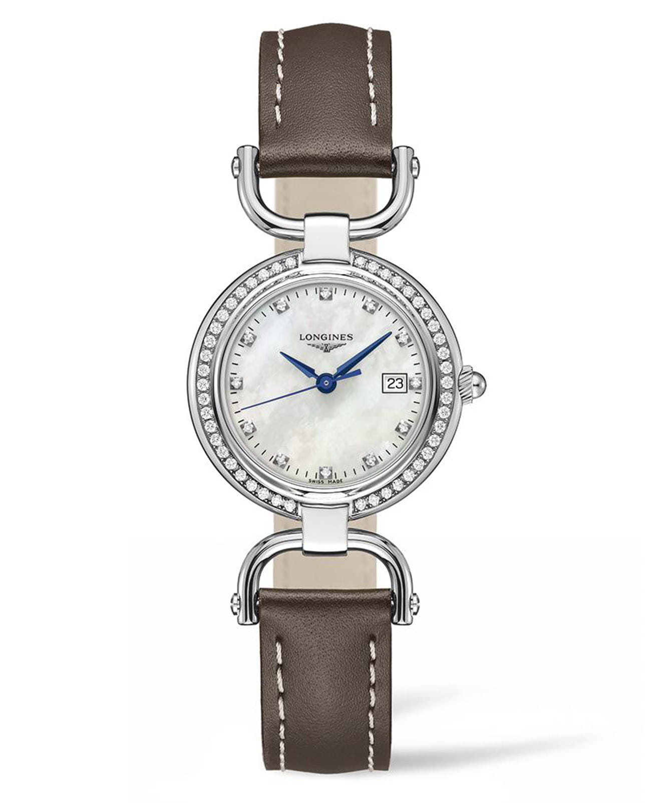 Longines Longines Equestrian Collection L6.131.0.87.2  L61310872 кварцевые женские часы перламутровый циферблат, браслет кожаный — вид спереди