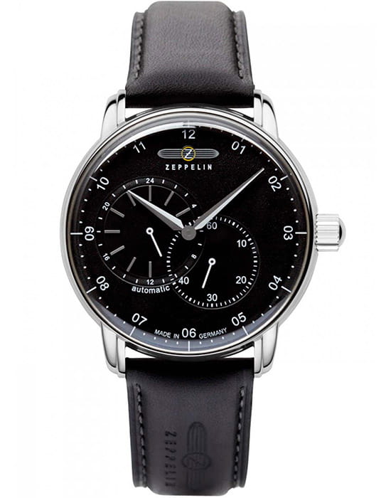 Zeppelin Zeppelin New Capitain`s Line 86622  86622 механические мужские часы черный циферблат, браслет кожаный — вид спереди