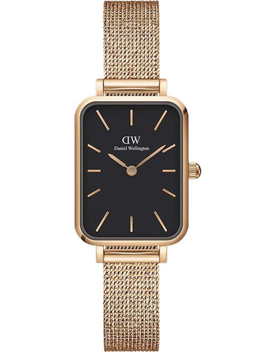 Daniel Wellington Daniel Wellington Quadro DW00100432  DW00100432 кварцевые женские часы черный циферблат, браслет сталь c pvd покрытием — вид спереди