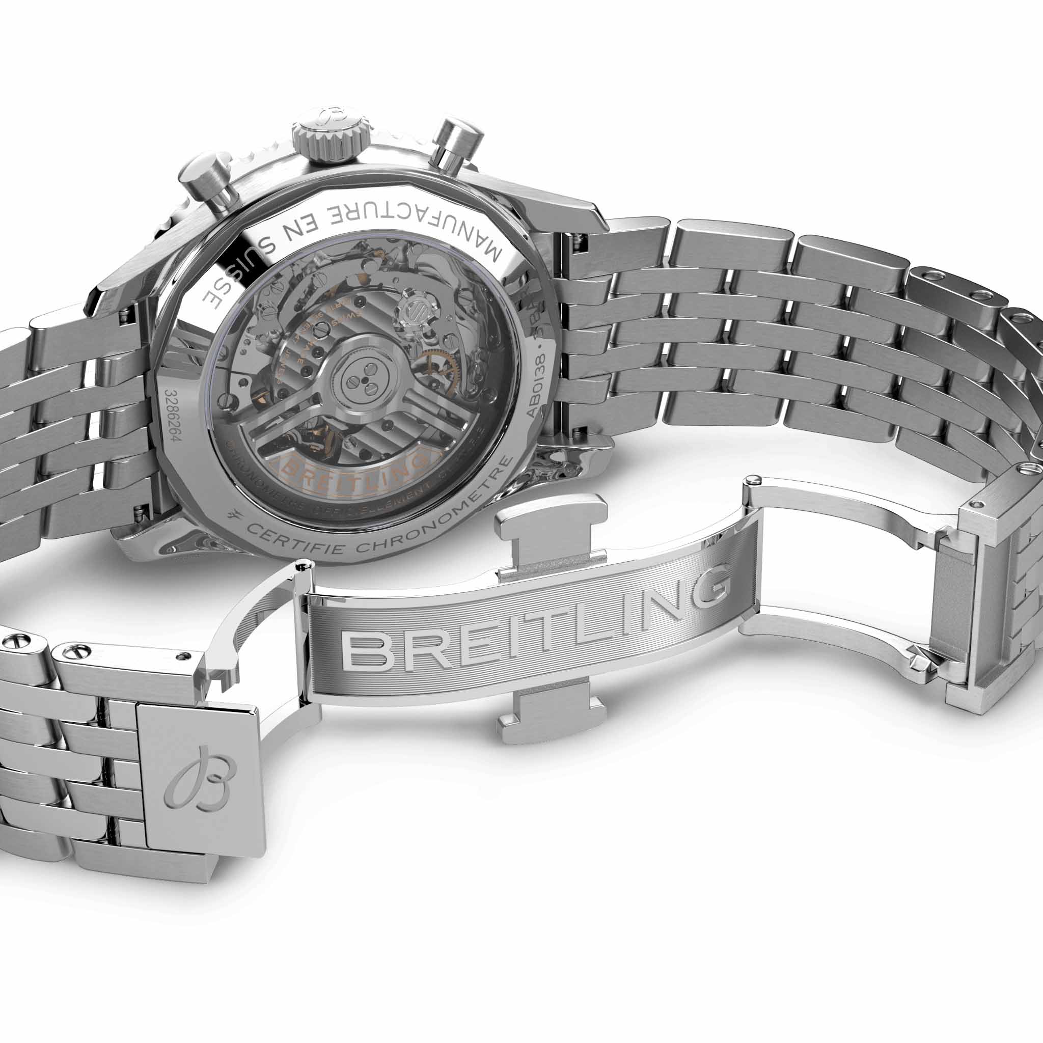 Breitling Breitling Navitimer B01 Chronograph 43 AB0138241C1A1, navitimer швейцария мужские часы на браслете нержавеющая сталь боковой вид