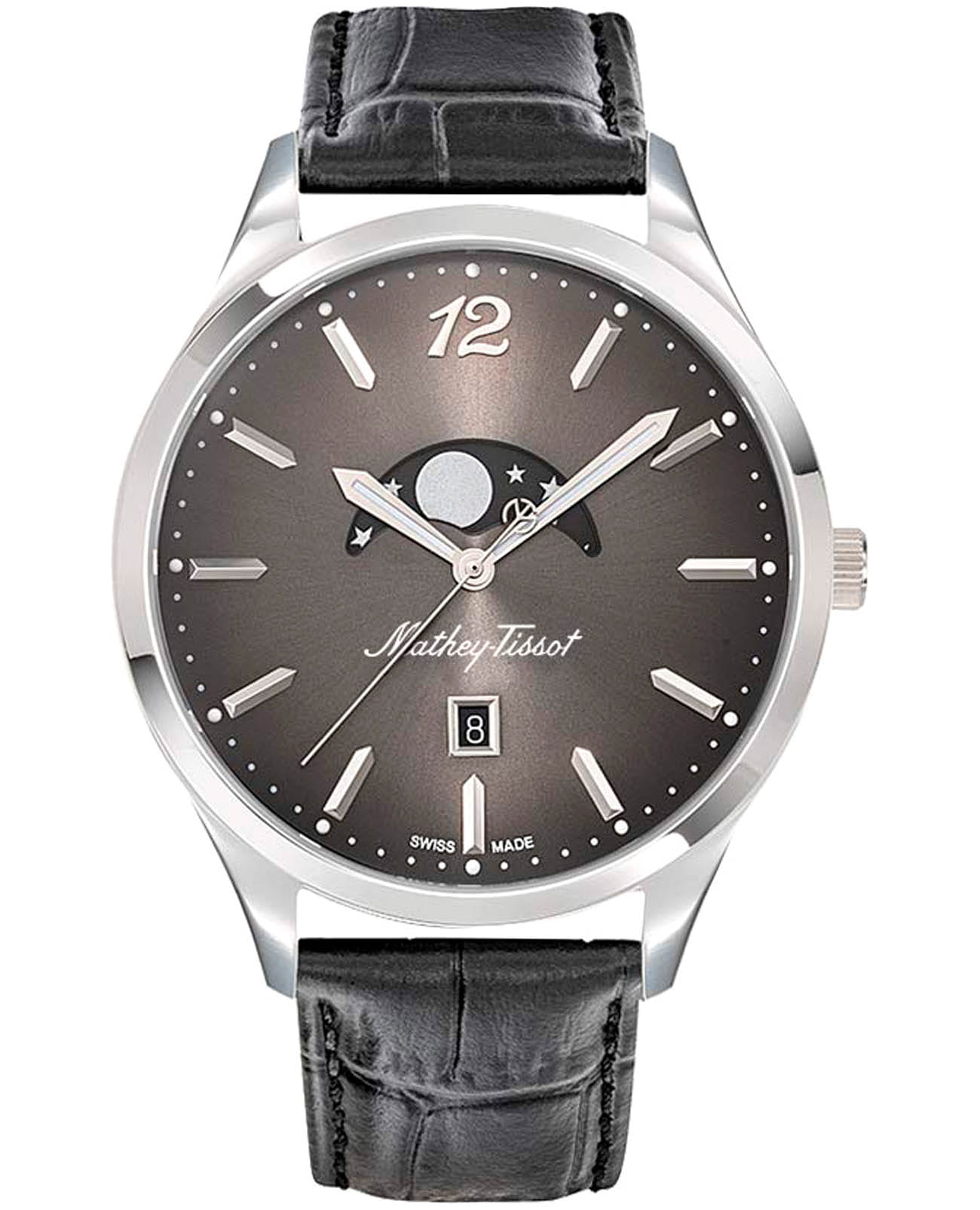 Mathey-Tissot Mathey-Tissot Urban H411LAN  H411LAN кварцевые мужские часы черный циферблат, браслет кожаный — вид спереди