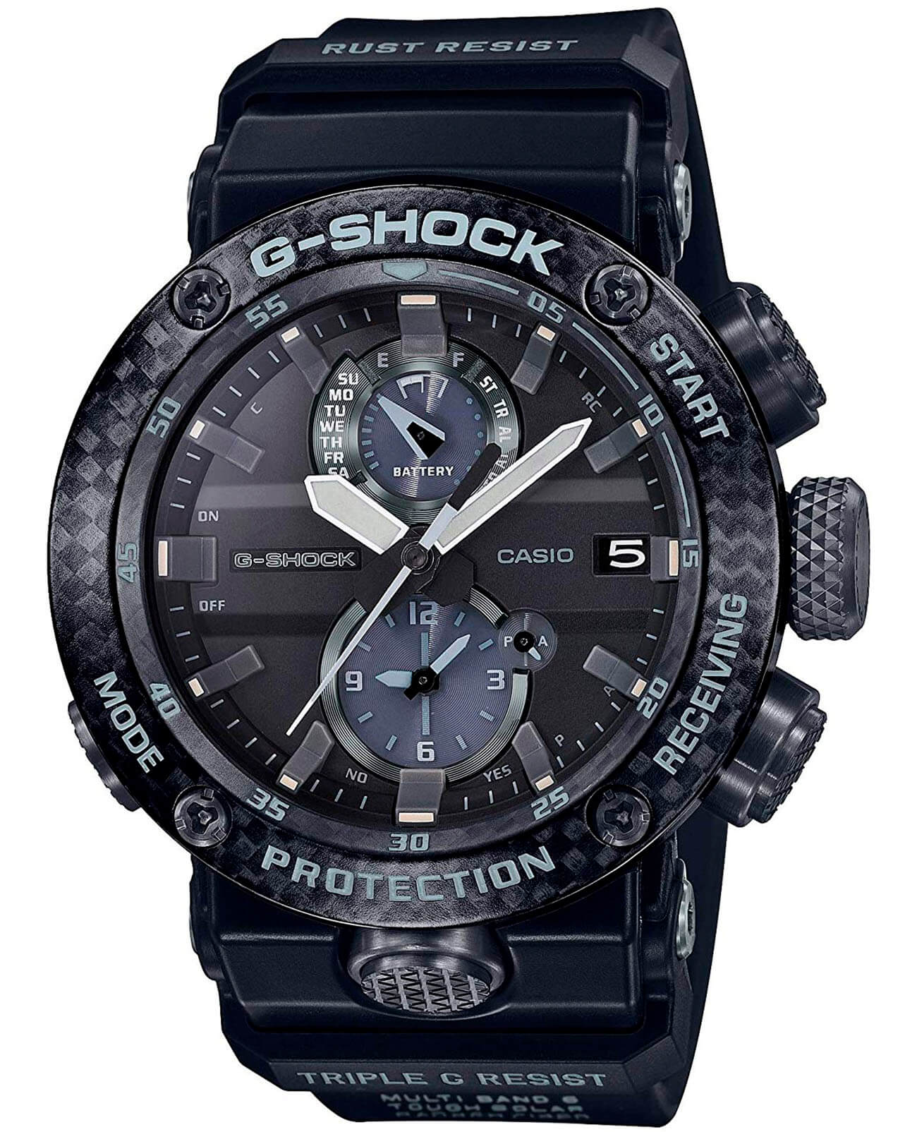 Casio Casio G-Shock GWR-B1000-1A лимитированной серии GWR-B1000-1AER электронные мужские часы черный циферблат, браслет карбон + полимер — вид спереди