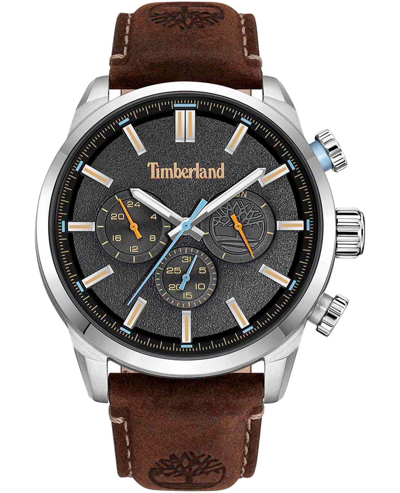 Timberland Timberland Henniker TDWGF0028708  TDWGF0028708 кварцевые мужские часы черный циферблат, браслет кожаный — вид спереди