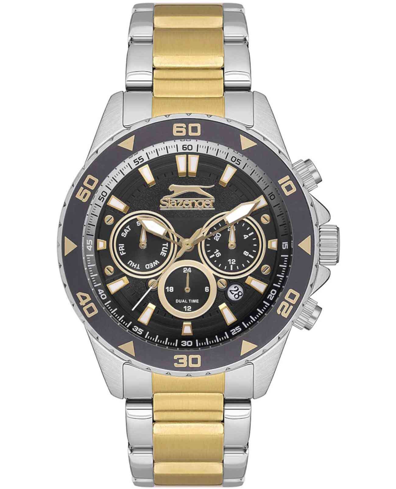 Slazenger Slazenger SL.09.2250.2.05  SL.09.2250.2.05 кварцевые мужские часы черный циферблат, браслет нержавеющая сталь с ip-покрытием — вид спереди