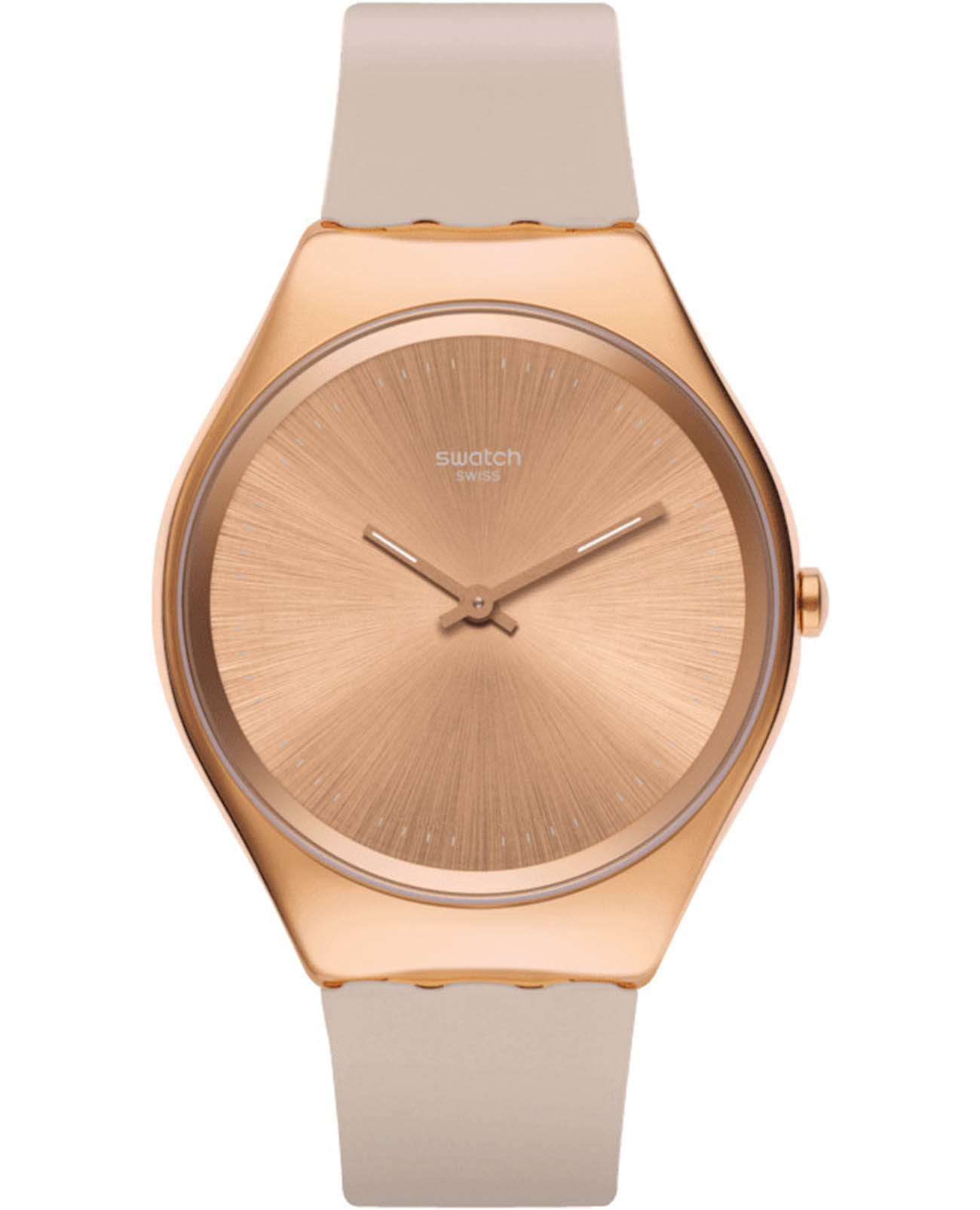 Swatch Swatch Skin Irony SYXG101  SYXG101 кварцевые женские часы золотой циферблат, браслет силикон — вид спереди