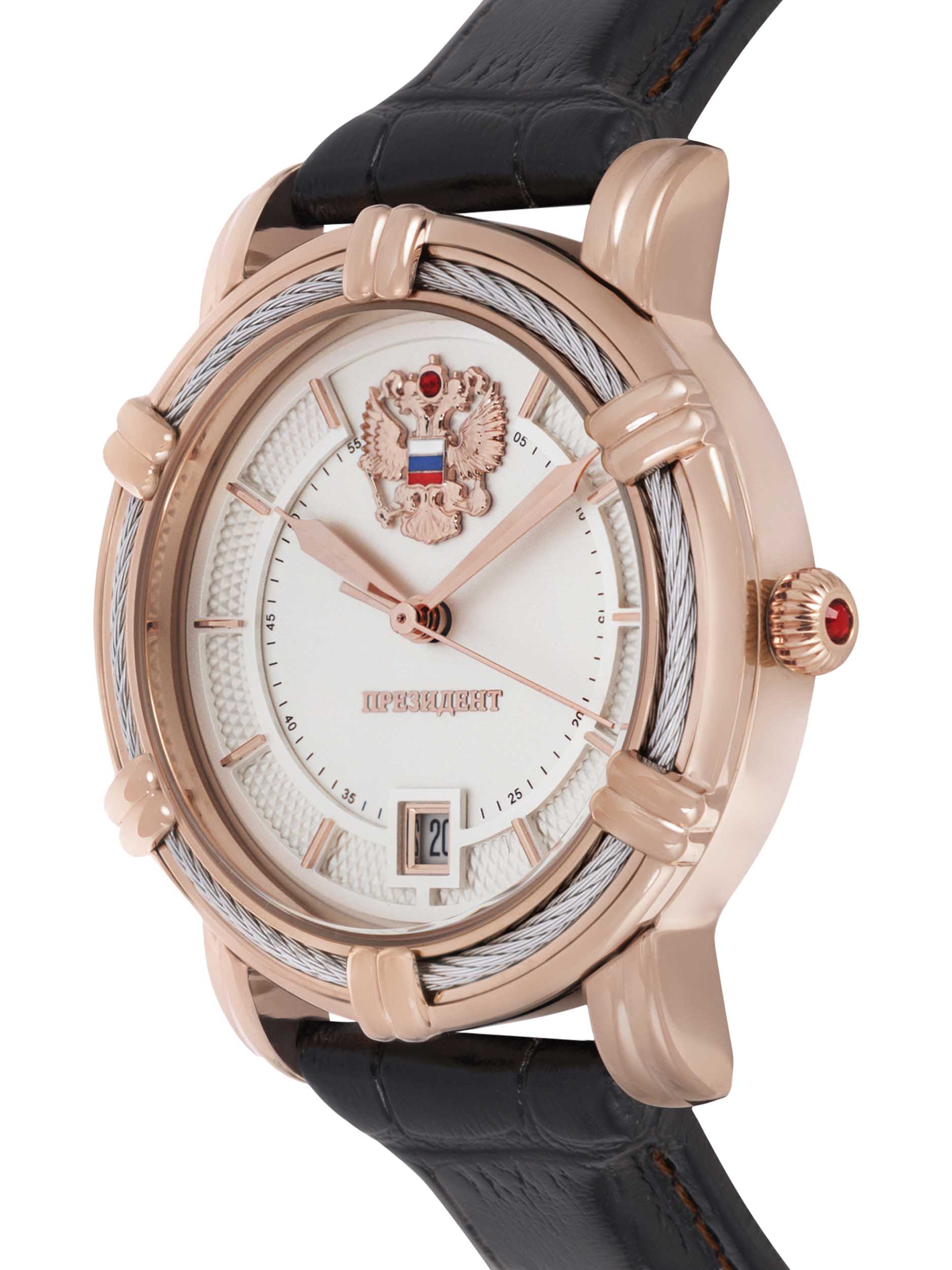 Президент Президент 4459478,  россия мужские часы на браслете кожаный боковой вид
