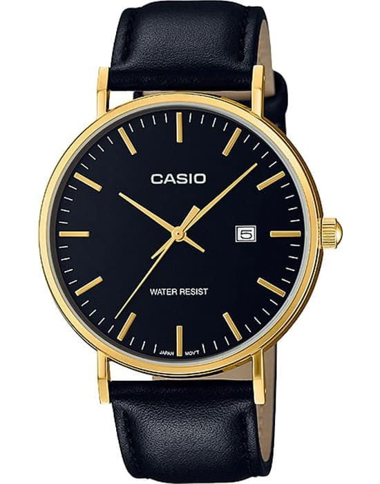 Casio Casio MTH-1060GL-1A  MTH-1060GL-1A кварцевые мужские часы черный циферблат, браслет кожаный — вид спереди