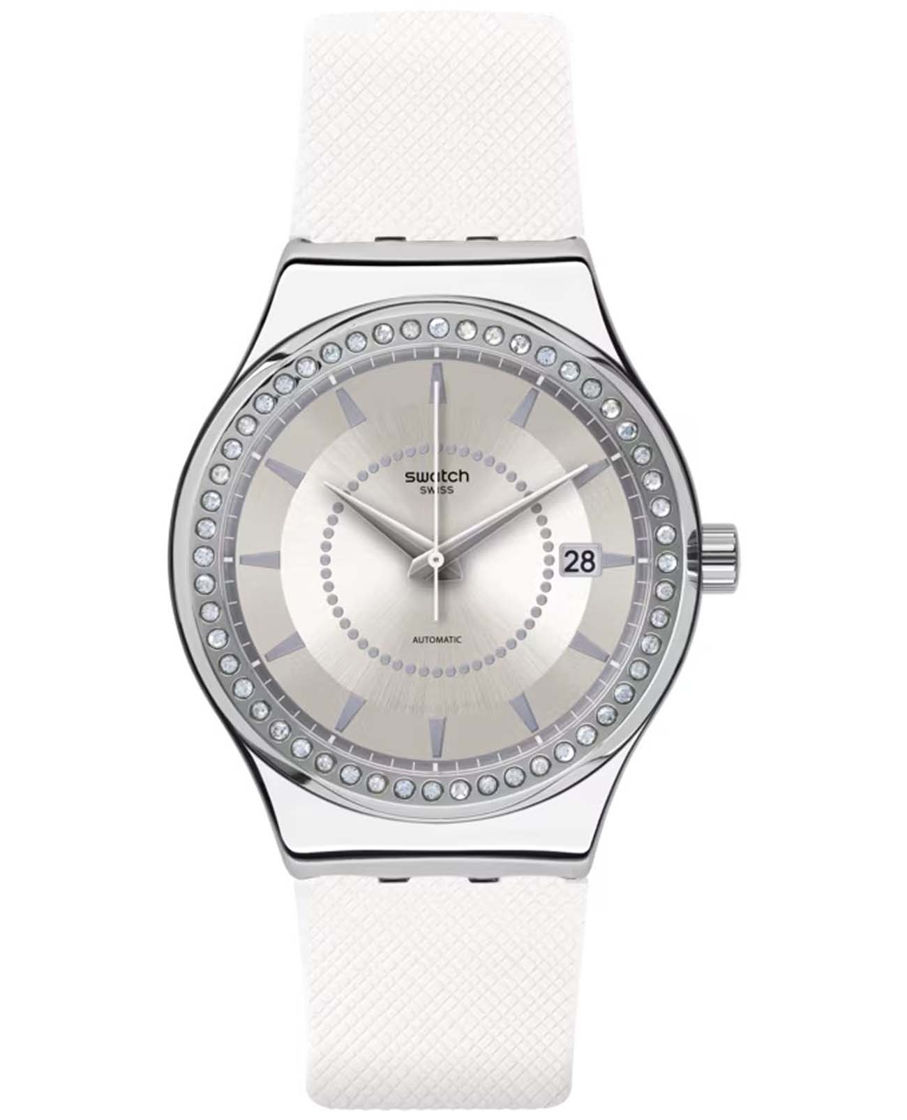 Swatch Swatch Irony Sistem51 YIS406  YIS406 механические женские часы серебристый циферблат, браслет резина — вид спереди