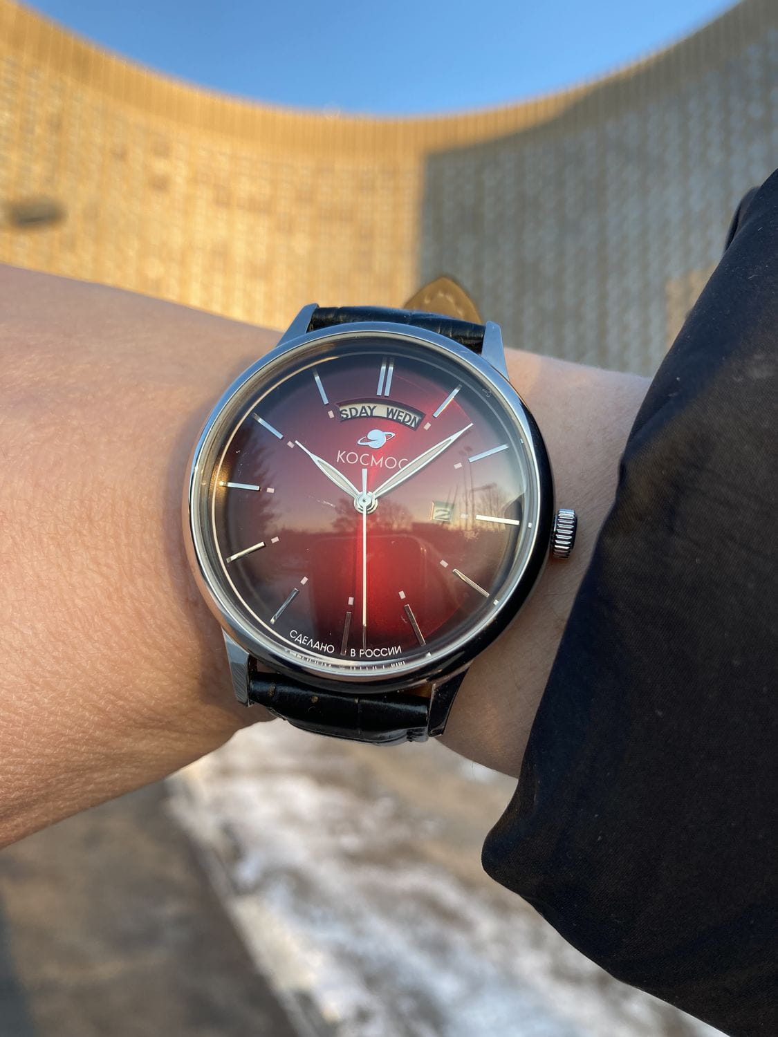 Космос Космос Орион K 011.11.35 кварцевые мужские часы часы крупный план красный циферблата