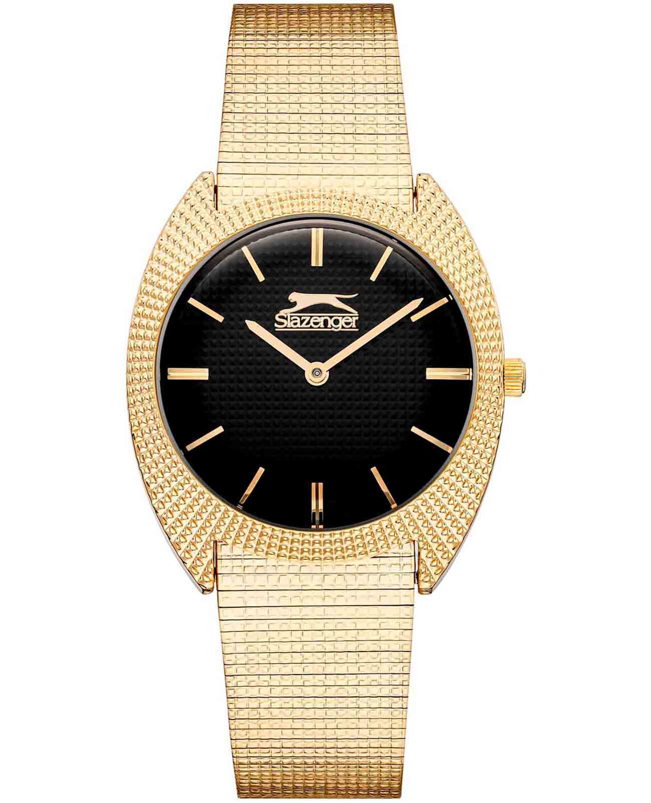 Slazenger Slazenger SL.09.2261.3.06  SL.09.2261.3.06 кварцевые женские часы черный циферблат, браслет суперметалл с ip покрытием — вид спереди