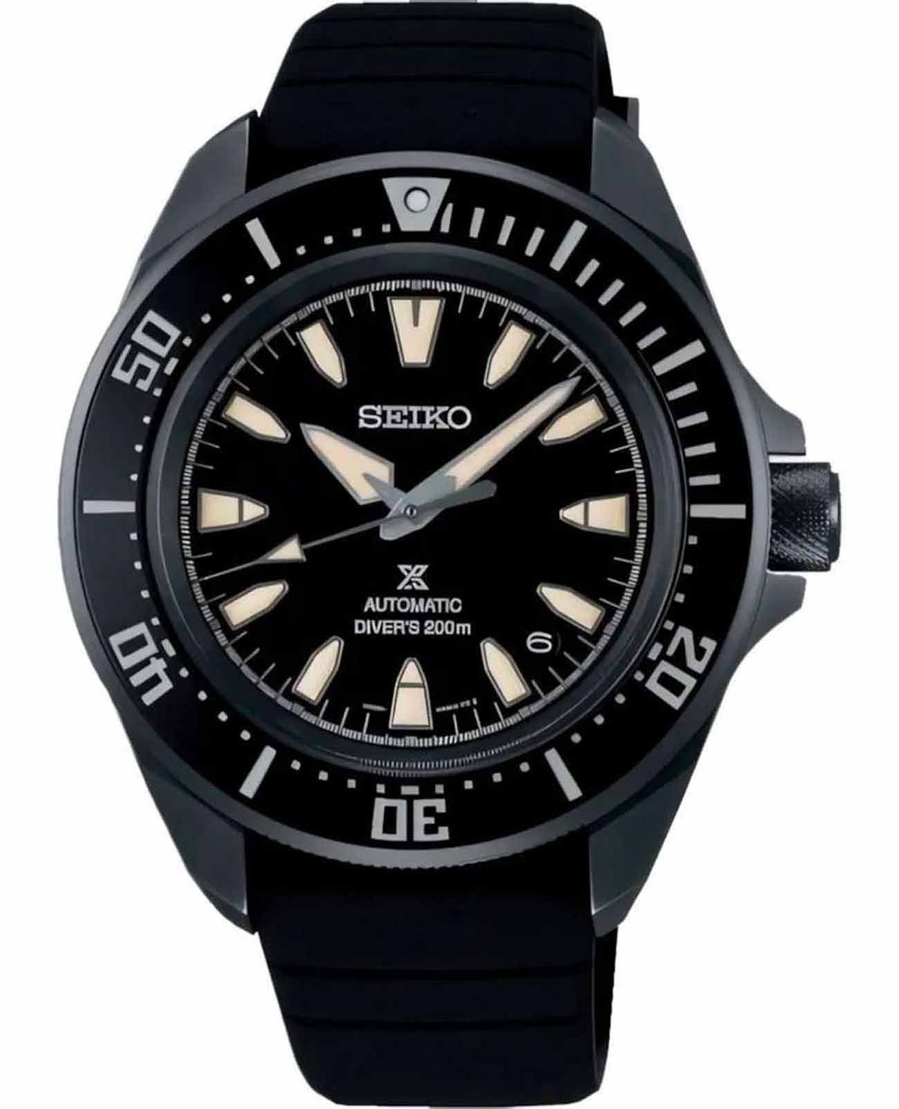 Seiko Seiko Prospex Sea SRPL15K1 Sea SRPL15K1 механические мужские часы черный циферблат, браслет силикон — вид спереди