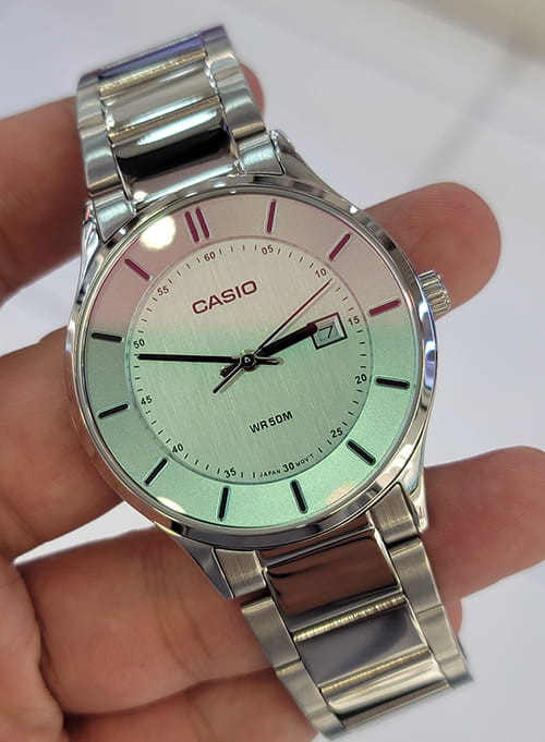 Casio Casio Collection MTP-E605D-7E кварцевые мужские часы часы крупный план зеленый циферблата