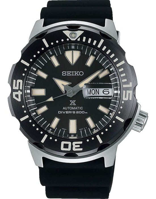 Seiko Seiko Prospex SRPD27K1S  SRPD27K1S механические мужские часы черный циферблат, браслет силикон — вид спереди