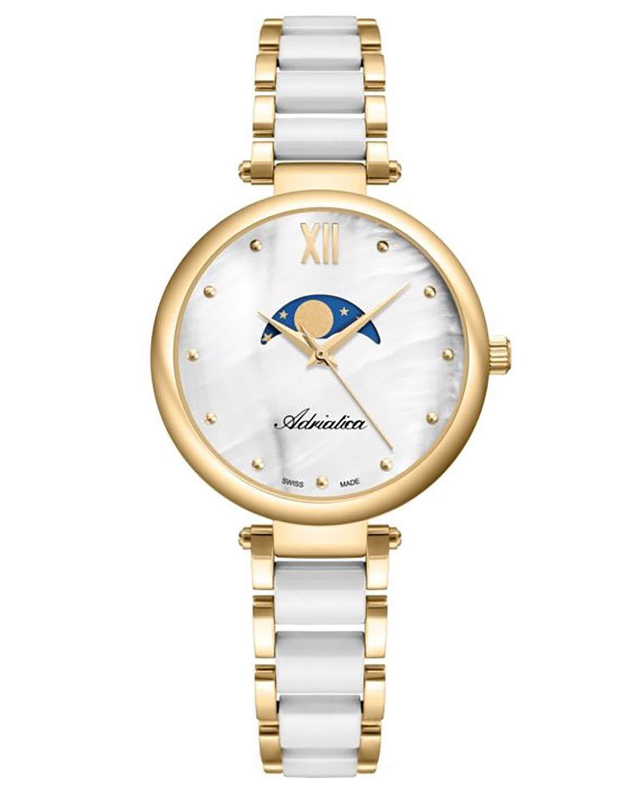 Adriatica Adriatica Essence A3705.D18FQM  A3705.D18FQM кварцевые женские часы перламутровый циферблат, браслет сталь + керамические вставки — вид спереди