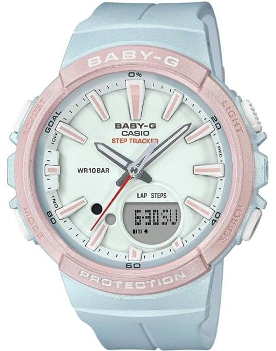 Casio Casio Baby-G BGS-100SC-2A  BGS-100SC-2A кварцевые женские часы голубой циферблат, браслет пластик — вид спереди